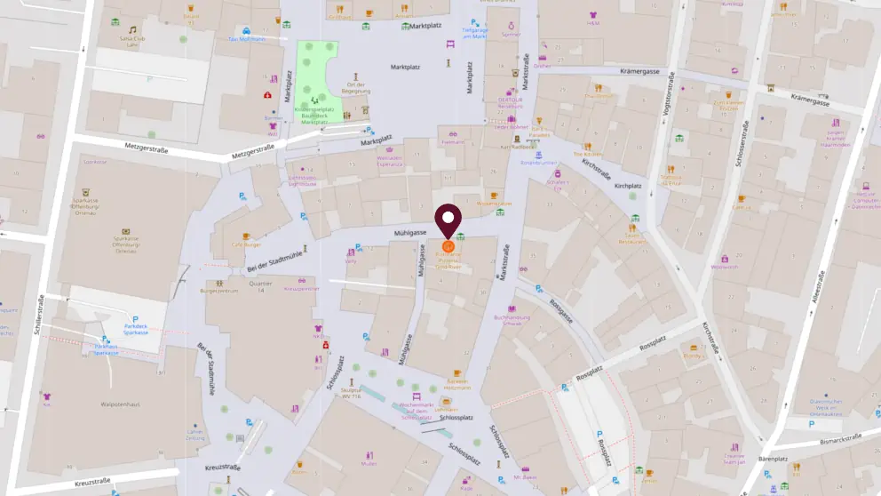 Kartenausschnitt zum Restaurant Standort (Mühlgasse 2, 77933 Lahr (Stadtmitte))